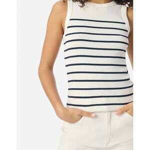 NEW VANESSABRUNO gaia sleeveless top in navy stripe